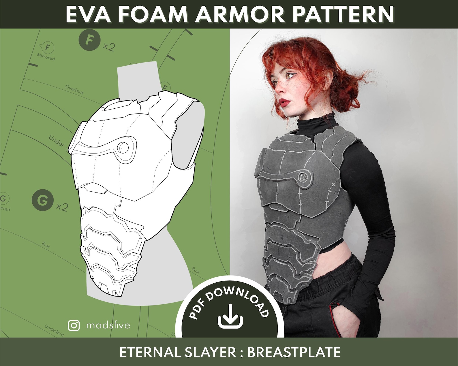 EVA Foam Cosplay Armor Pattern | Eternal Slayer Chestplate PDF ...