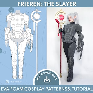 Cosplay-harnaspatroon van EVA-schuim | Frieren The Slayer, volledige uitrusting en staf | Digitale download