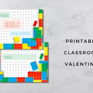 Cartolina di San Valentino con blocchi di costruzione scaricabili, San Valentino per bambini stampabile, Biglietti di San Valentino divertenti