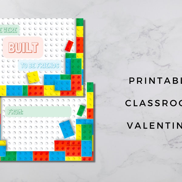 Downloadable Building Blocks Valentine Card, Printable Kids Valentines, Funny Valentines Cards