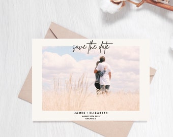 Boho, Trendy, Wedding Save the Date, Simple Photo Save the Date