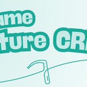 May include: A teal and white graphic with the words "Name Future CRNA" in a bold, outlined font. A stylized medical instrument is drawn below the text, set against a gradient teal background.