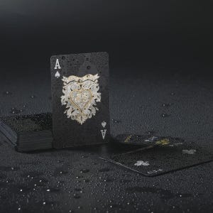 Indestructible Black Playing Cards, Waterproof Poker Cards, Easy to Shuffle Magic Trick Cards, Flexible Deck of Cards | Gold & Silver Suites