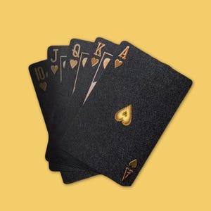 Cartes de Poker imperméables, indestructibles et durable | Cartes pour tour de magie | Jeu de cartes à jouer noir | Suites en Argent & Or