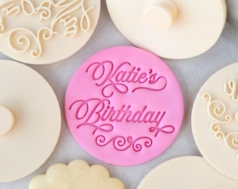 Personalized Stamp Embosser Happy Birthday Cookie and Fondant Cutter