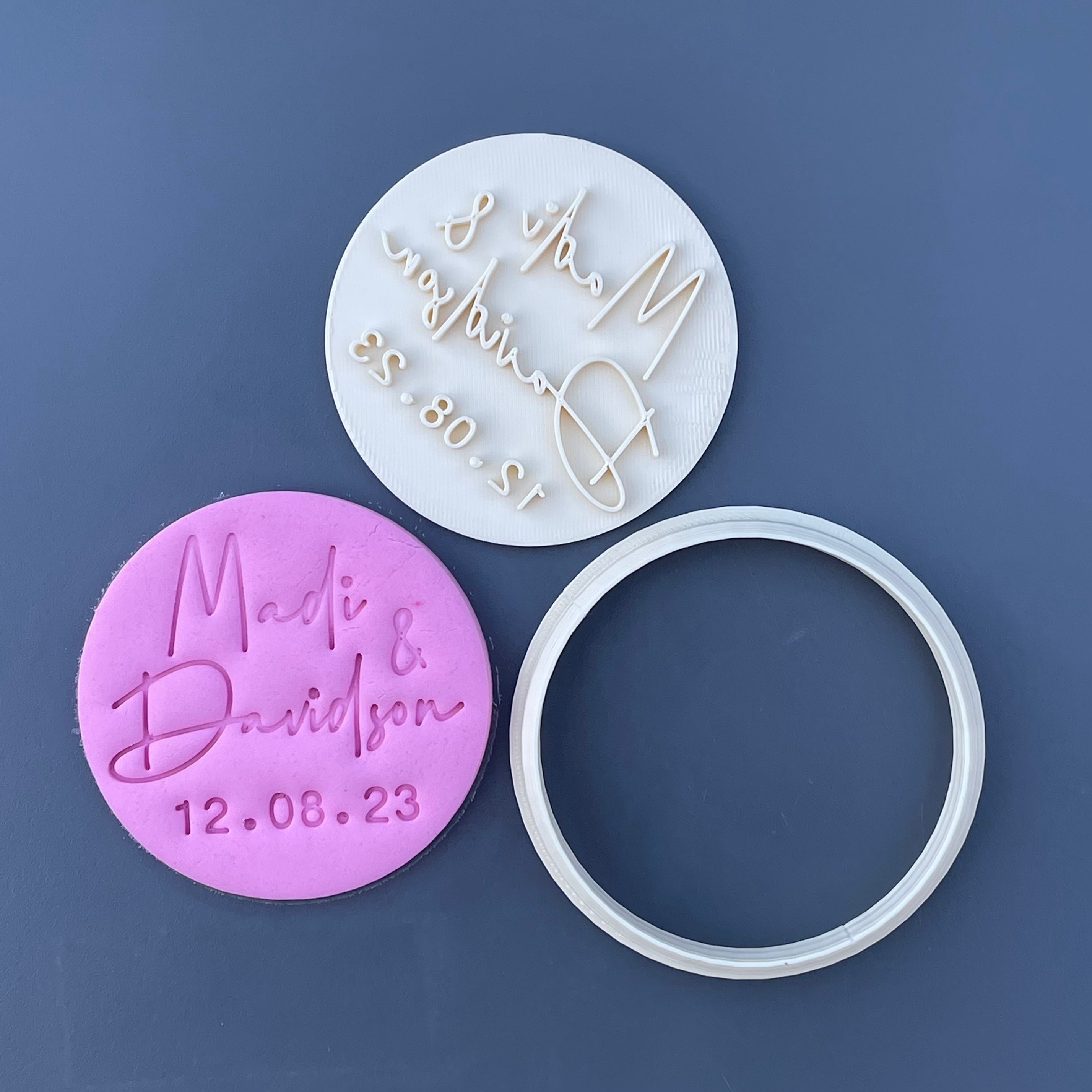 Embosser Script Personalized Wedding Stamp Script Handwriting Embosser Cookie and ...