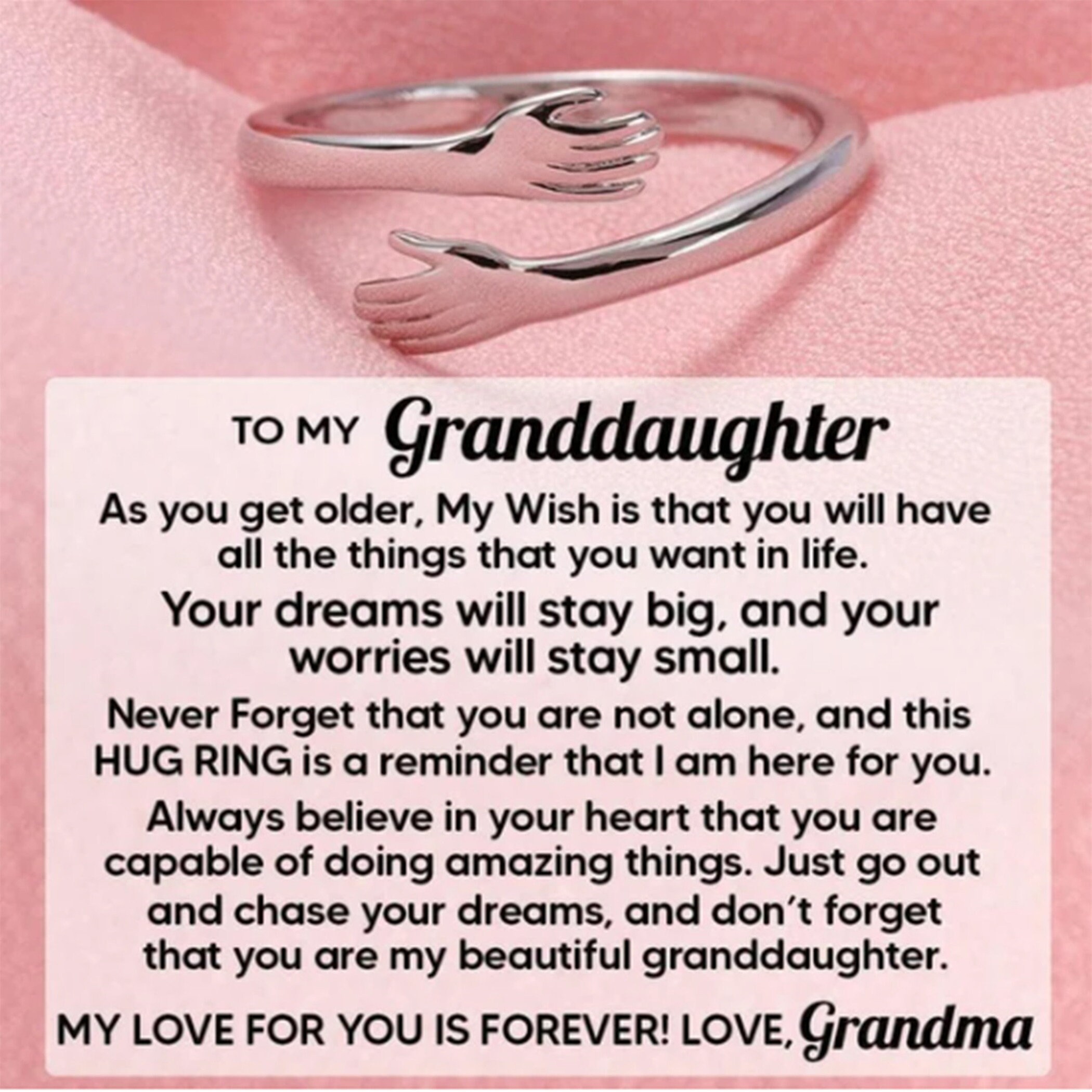 To My Granddaughter Hug Ring A Hug From Me to You Ring 925 Etsy