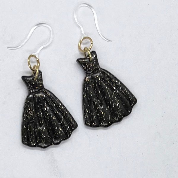 Formal Black Dress Earrings!  - Hypoallergenic! - Metal Free Plastic Hooks - Also Available in Clip Ons!