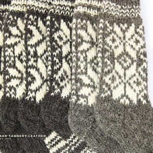 100% Woolen Knee Socks, Black and White Socks, Handmade, Cozy Knee Socks, High Socks, Genuine Wool, Unisex, Knitted Socks, Warm, Natural