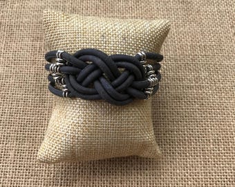Braided Cork Vegan Magnetic Bracelet - Silver Zamak Clasp - Vegan Gift