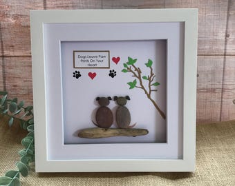 Personalised Dog Pebble Picture - Handmade Custom Pebble Art Gift - Unique Family Keepsake - Custom Artwork