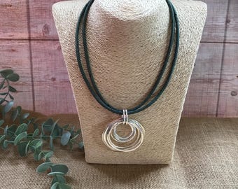 Handmade Cork Magnetic Circle Necklace - Custom Colour and Size Vegan Gift