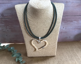 Handmade Cork Heart Necklace - Magnetic Clasp - Custom Size