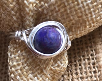 Purple Jasper Wire Wrapped Ring - Sterling Silver Option