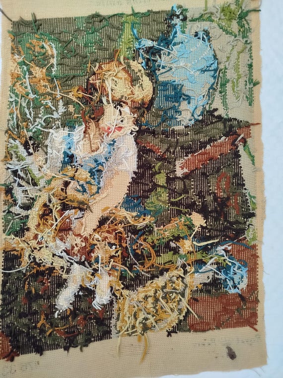 Tapisserie au point d'aiguille L'oiseau bleu