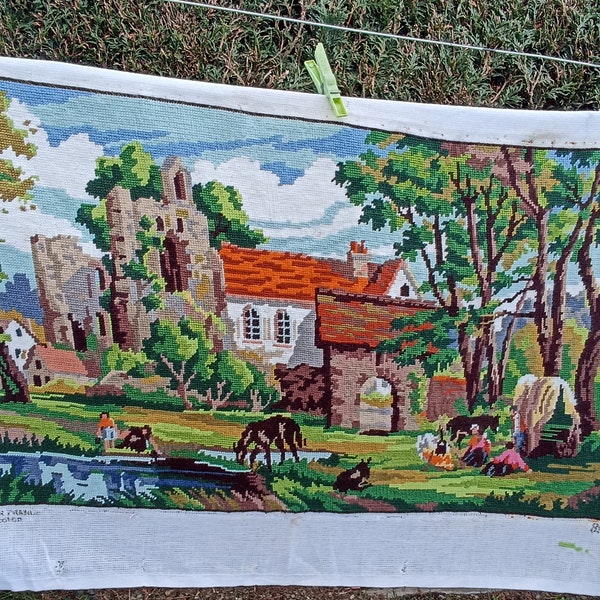 Toile Imprimée Pour Tapisserie Gobelin L - Motif Terrasse, 60x125 Cm, Neuf