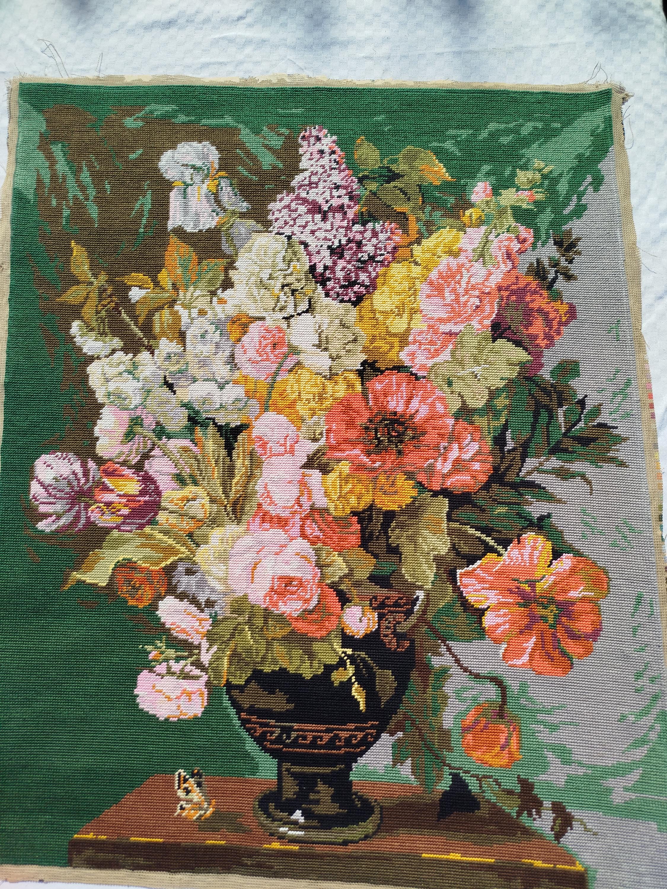 Tapis déco floral en coton tufté 170x120cm