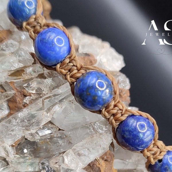 Lapis Lazuli Adjustable Shamballa Bracelet | Soothing Bracelet | Blue stone bracelet | Blue lapis jewelry | Lapis lazuli