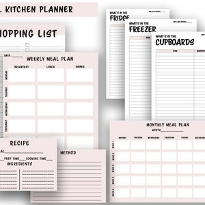 Kitchen Meal Planner Bundle | Meal Planners, Shopping List, Inventories & Recipe Cards | Fully Downloadable