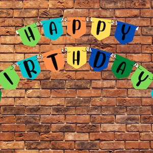 Bright Sunshine Digital Birthday Banner - Happy Birthday, Rainbow, Bright Colors, Instant Download, Printable party decorations