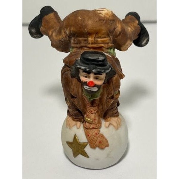 Vintage Flambo EMMETT KELLY JR Hobo Clown on a Circus Ball Collectible Ceramic Clown