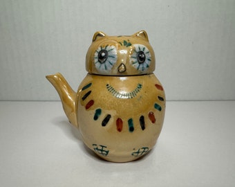 Vintage Owl Lusterware Mini Teapot, Collectible, PierI