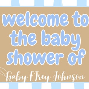 Baby Boy Shower Banner Template | Custom Name Digital Sign | 60x24 Canva Banner | Printable Baby Shower Decor | DIY Projection Banner