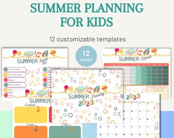 Summer Planner,  Summer Organization Pack, Kids Summer Planner, Instant and Editable Download, Summer Calendar, Printable for families