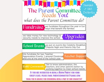 Printable/Editable PTO/PTA Recruitment Flyer, Newsletter, Fundraising Flyer, Back to School, Canva, Digital Download