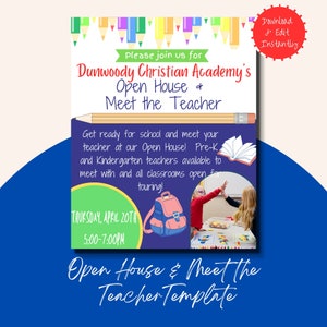 Meet the Teacher Template, Open House Template, PTO, PTA, Meet the Teacher Flyer/Invitation, Editable Instant Download, School Open House