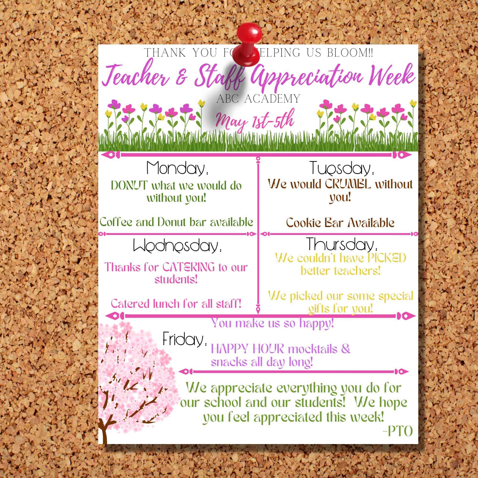 Teacher & Staff Appreciation Week Template Teacher Etsy