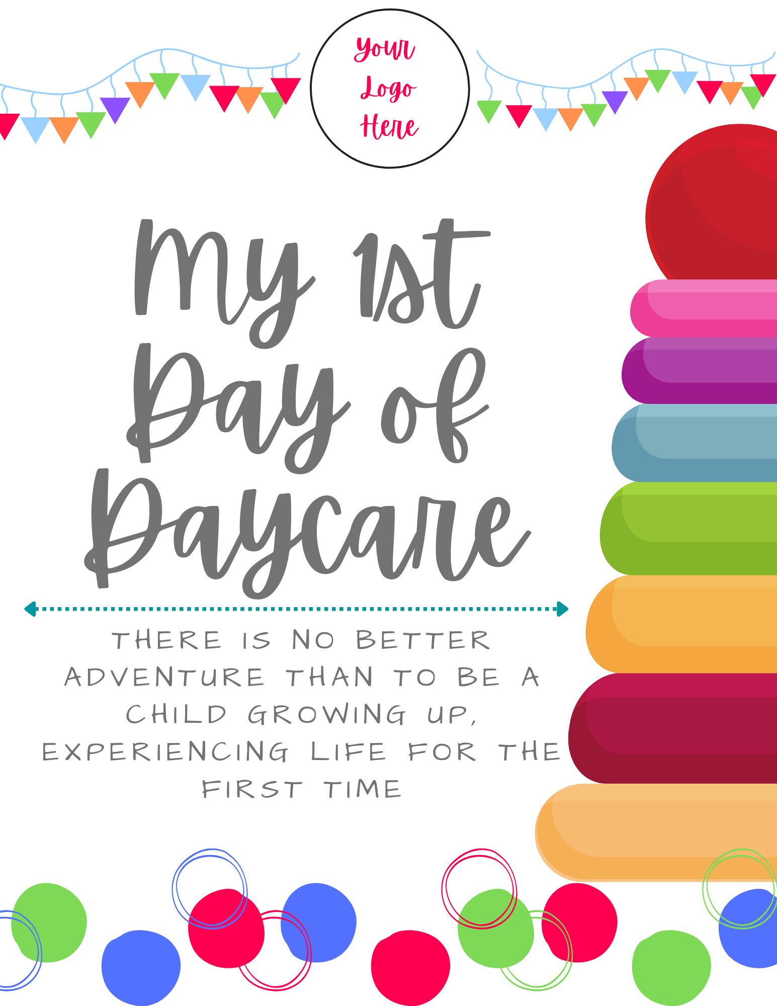 My First Day of Daycare Sign, Back to School, Printable Sign, Preschool
