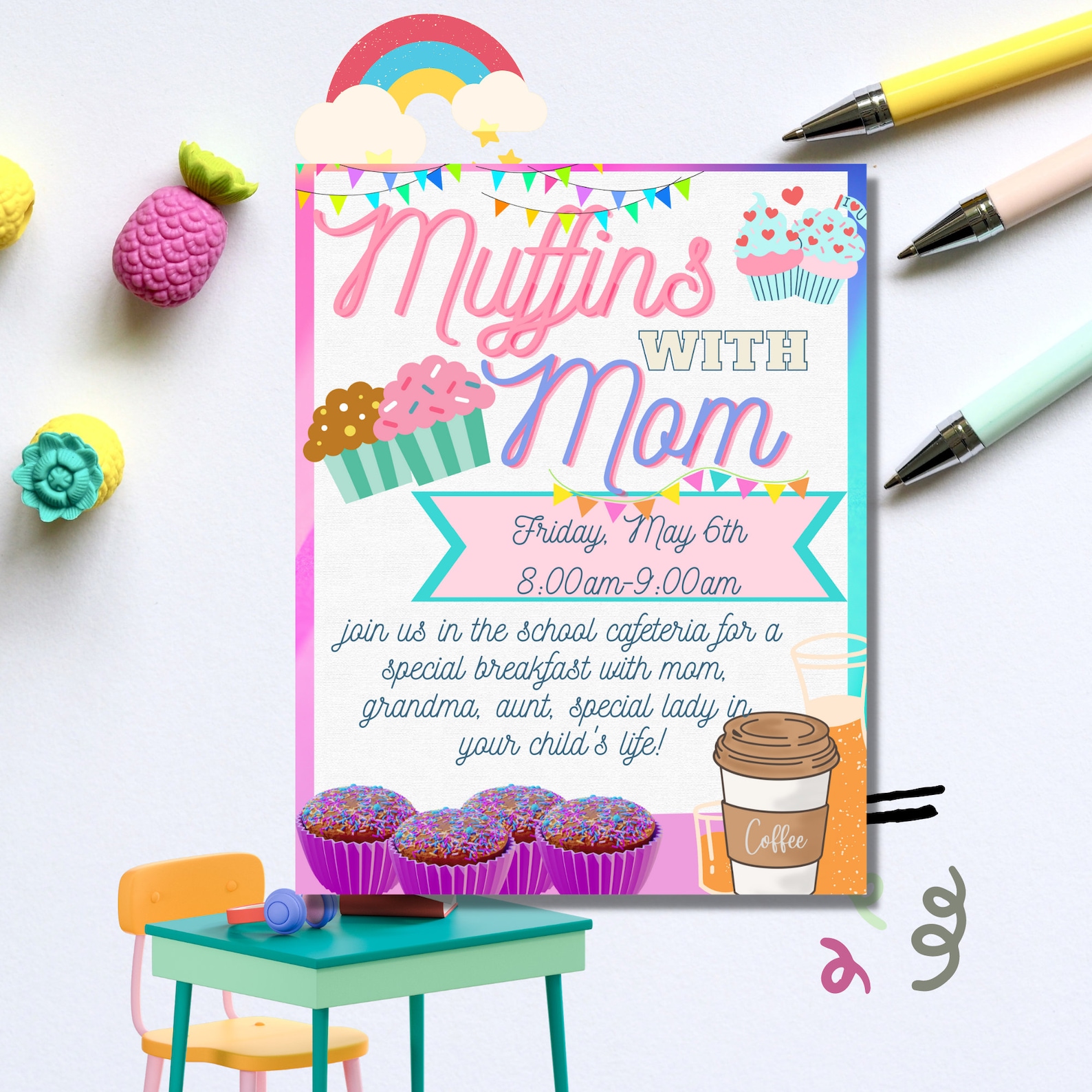 Muffins With Mom Template Muffins With Mom Flyer Muffins Etsy