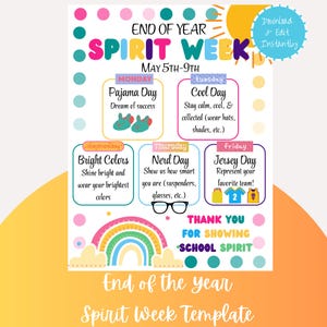 End‑of‑Year Spirit Week Template | Editable Canva Download