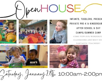 Childcare Open House Flyer, Preschool Open House Mailer, Open House Invitation, Editable and Customizable, Instant Digital Download