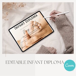 Diploma per neonati, diploma per la scuola materna, diploma per bambini piccoli, diploma per la scuola materna, diploma per la scuola materna, modificabile, download immediato, CANVA