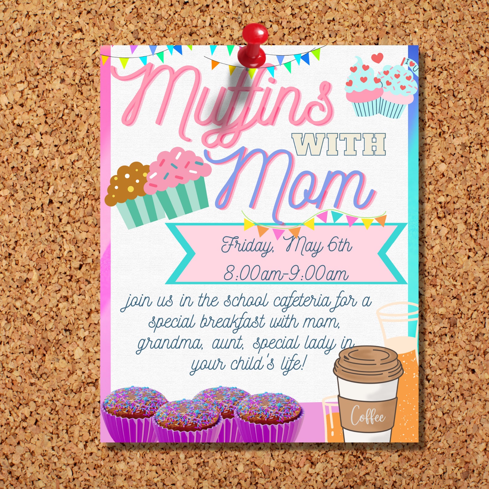 Muffins With Mom Template Muffins With Mom Flyer Muffins Etsy