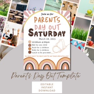 Parent&#39;s Day Out Fundraiser, Parent&#39;s Day Out Template/Flyer, Fundraiser, PTO Fundraiser Template, Canva, Editable, Instant download