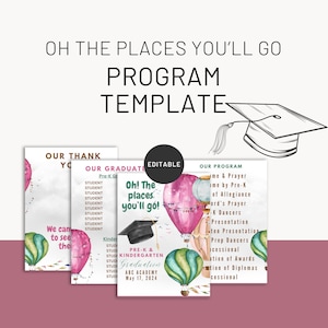 Preschool Graduation Program, Program Template, Graduation Program Template, Editable, Instant Download