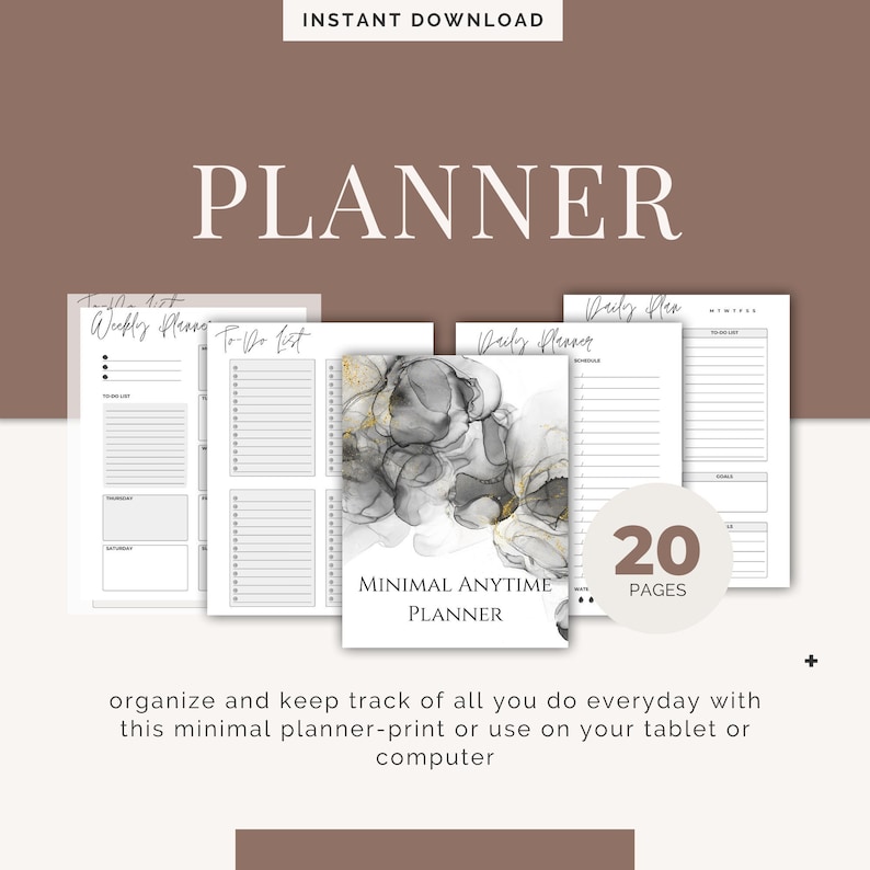Minimal Printable Planner Planner Bundle Monthly Weekly - Etsy