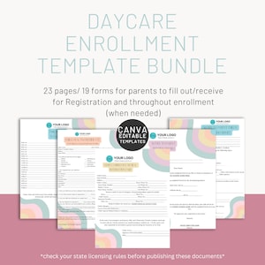 Daycare Enrollment Bundle Templates, Daycare Starter Kit, Daycare Forms, Daycare contract, Daycare paperwork, Complete Enrollment Pack