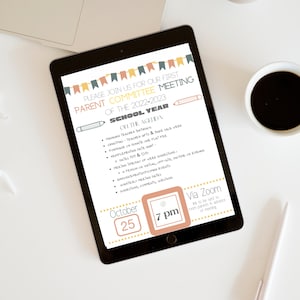 EDITABLE PTO, PTA, Parent Committee Meeting Flyer/Invitation, School Meeting Announcement/Flyer, Canva, Customizable