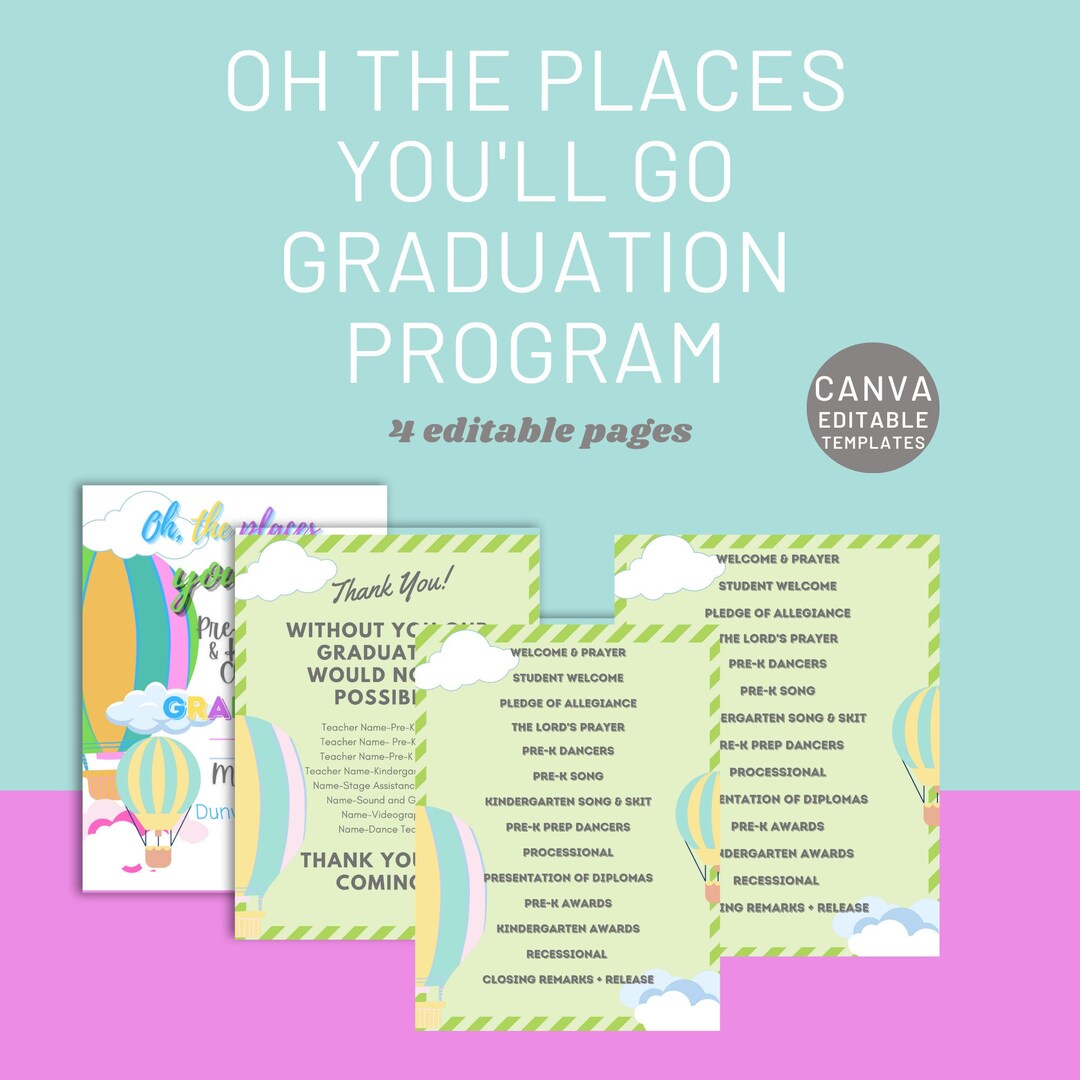 Editable Preschool Graduation Program Template, Pre-k/kindergarten