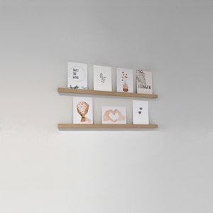 2x Slanke schilderijrails - fotorails - massief eikenhout - geen boren nodig - met extra kleefpad - sterke lijm