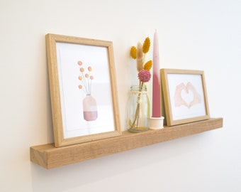 Elegante fotoplank - wandplank - smalle wandplank - fotoplank - zwevend - massief eikenhout