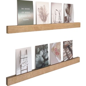 2x elegant oak picture strips - photo strips - solid oak wood - no drilling - with extra adhesive pad - strong adhesive