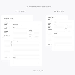 Recipe Template, Recipe Sheet, Recipe Book, Meal Planner, A4, A5 PDF, Download, German image 4