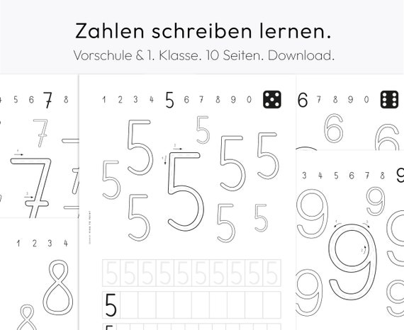 Tracing Numbers, Preschool, Number Tracing Worksheet, Printable Trace Numbers, Handwriting Practice, German