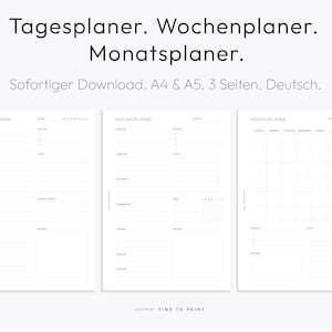 May include: Three printable planner pages in black and white. The first page is a daily planner with time slots from 7:00 AM to 9:00 PM. The second page is a weekly planner with space for each day of the week. The third page is a monthly planner with a grid for each day of the month.
