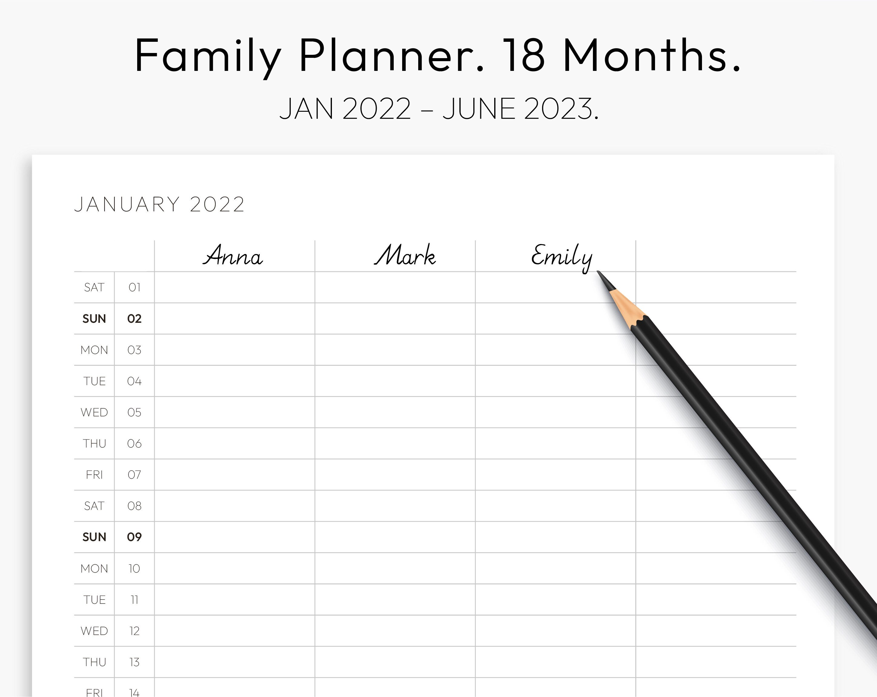 Family Planner 2022 2023 Wall Calendar Downloadable PDF - Etsy